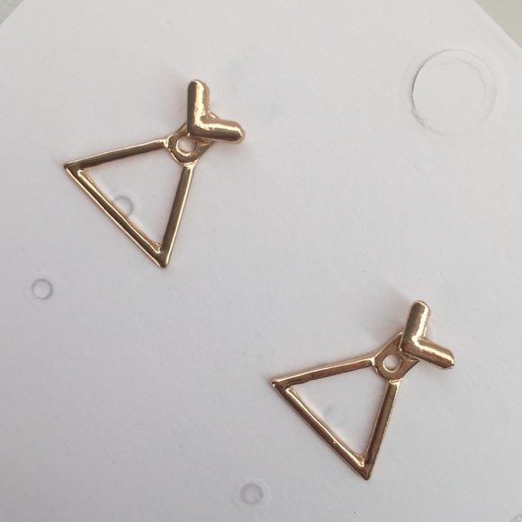 ⚜️[𝟯/$𝟭𝟴]⚜️Gold Triangle Jacket Earrings NEW - Picture 6 of 11